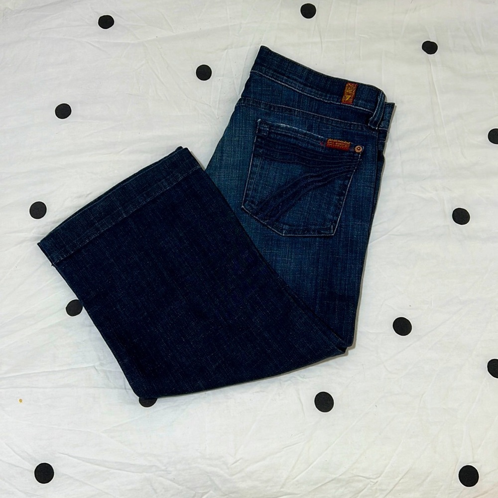 7 For All Mankind Dark Blue Cropped Ankle Jeans